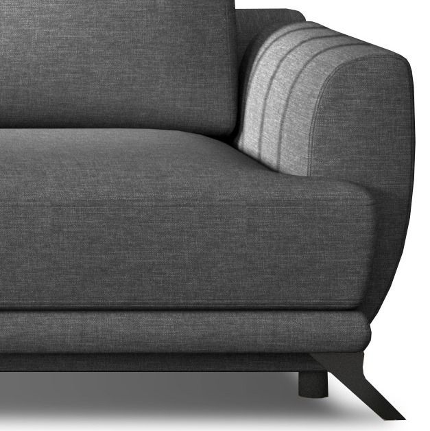 Canapé convertible 3/4 places tissu gris foncé et pieds métal noir Zora 250 cm - Photo n°4