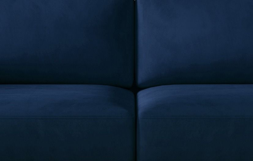 Canapé convertible 3/4 places velours bleu nuit et pieds métal noir Zora 250 cm - Photo n°2