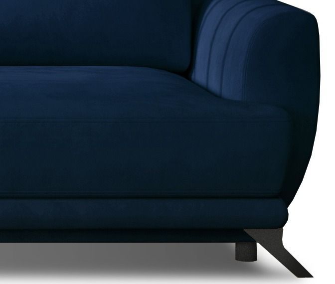 Canapé convertible 3/4 places velours bleu nuit et pieds métal noir Zora 250 cm - Photo n°4