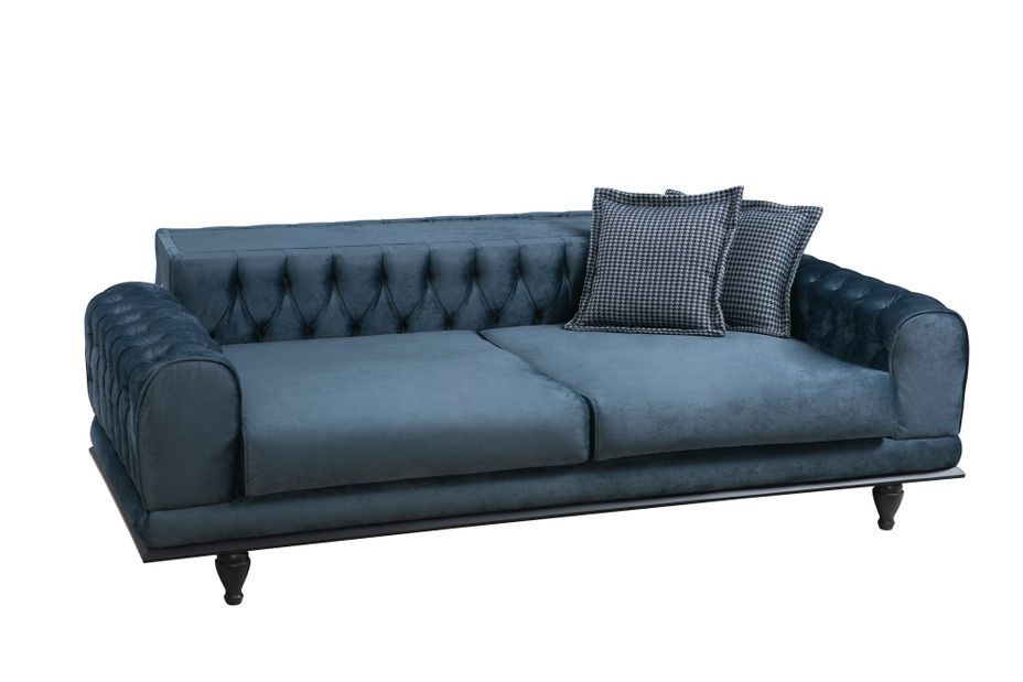 Canapé-lit d'angle modulable 4 places aberdeen velours bleu azur côté
