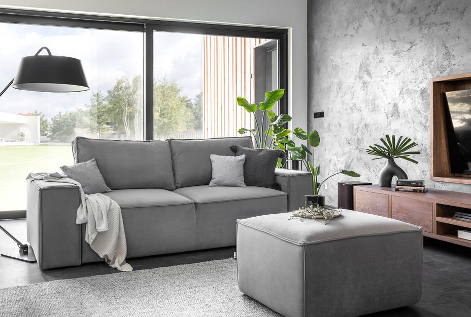 Canapé convertible 4 places tissu bleu canard Willace 260 cm - Photo n°4