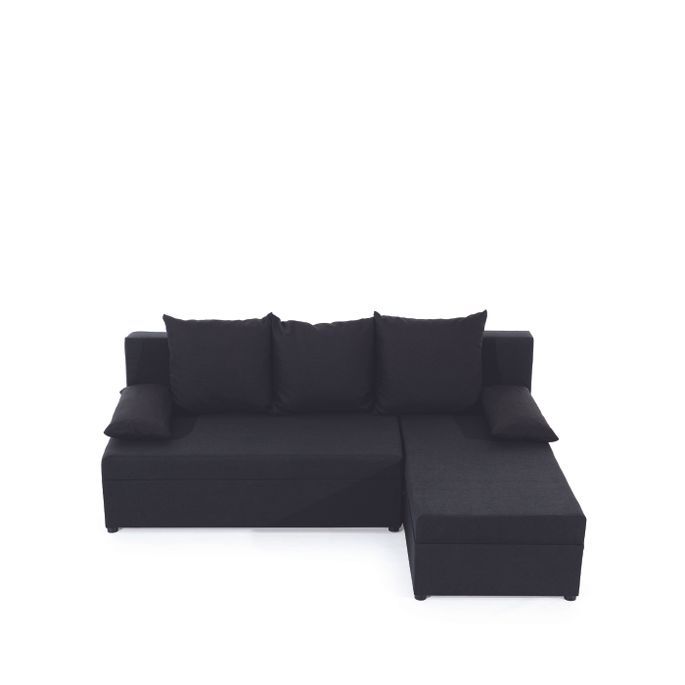 Canapé convertible angle réversible tissu noir Gary 206 cm - Photo n°6