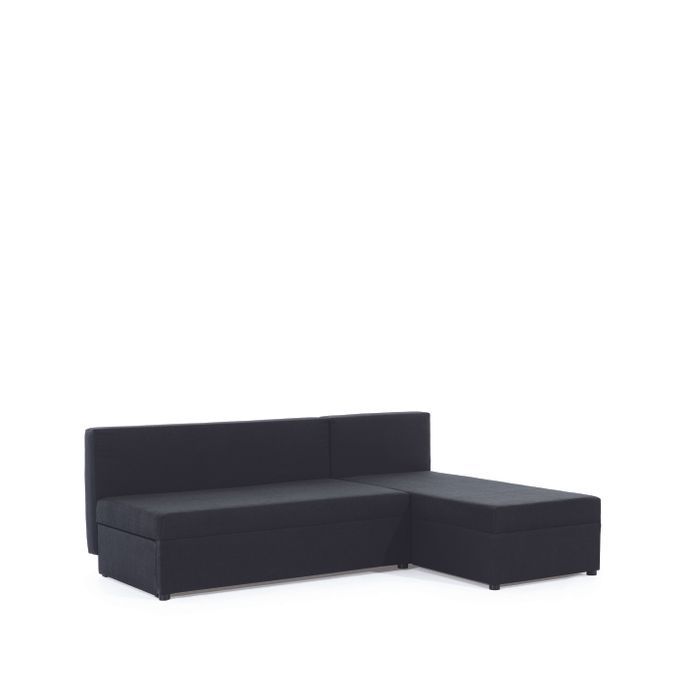 Canapé convertible angle réversible tissu noir Gary 206 cm - Photo n°13