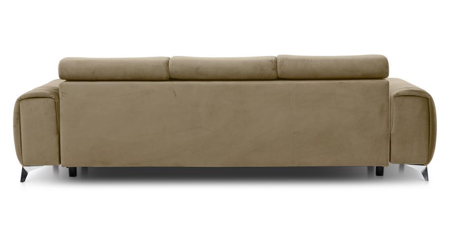 Canapé convertible avec appuis-tête réglables velours beige Lozan 261 cm - Photo n°10