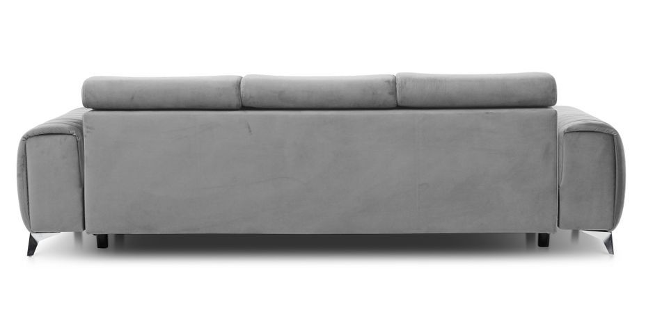 Canapé convertible avec appuis-tête réglables velours gris clair Lozan 261 cm - Photo n°5