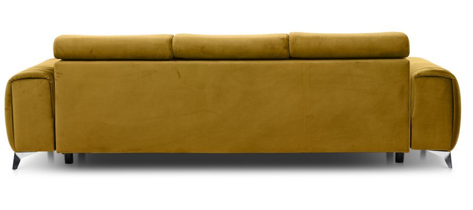 Canapé convertible avec appuis-tête réglables velours jaune moutarde Lozan 261 cm - Photo n°11