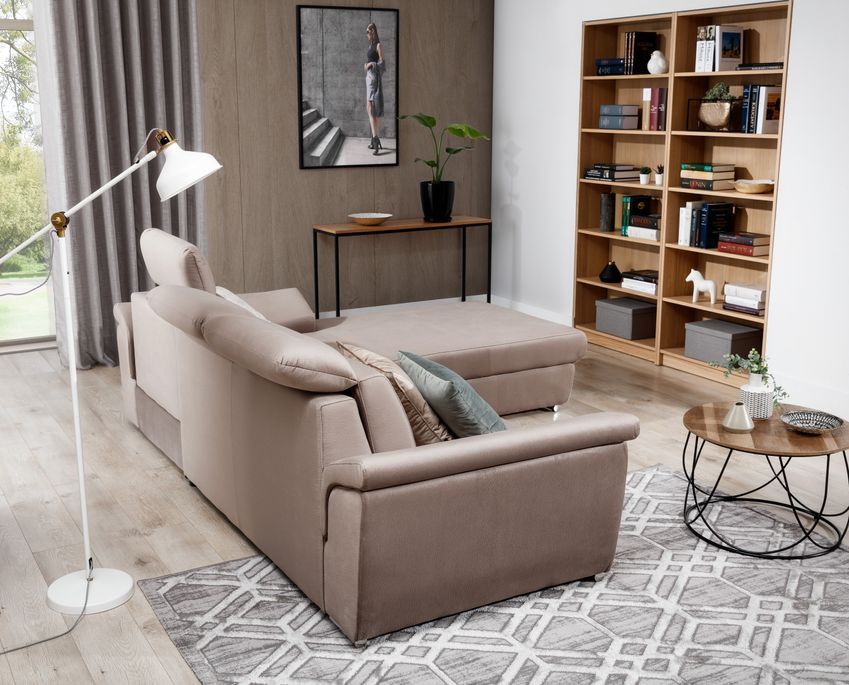 Canapé convertible d'angle droit simili cuir blanc Suzy 272 cm - Photo n°9