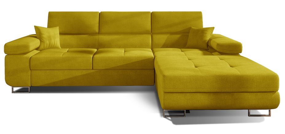 Canapé convertible d'angle droit tissu jaune avec rangement Wile 280 cm - Photo n°1