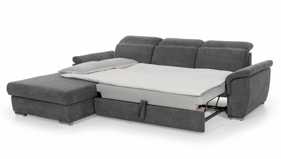 Canapé convertible d'angle gauche simili cuir noir Suzy 272 cm - Photo n°9