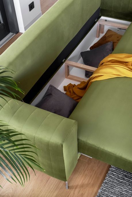 Canapé convertible design 3/4 places simili cuir noir et pieds acier chromé Eliza 250 cm - Photo n°10
