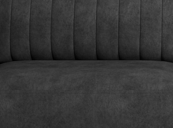 Canapé convertible design 3/4 places tissu effet cuir gris foncé et pieds acier chromé Eliza 250 cm - Photo n°3