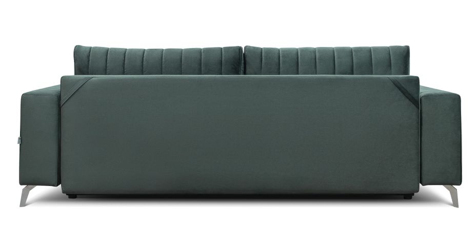 Canapé convertible design 3/4 places tissu noir et pieds acier chromé Eliza 250 cm - Photo n°13