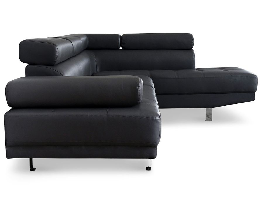 Canapé d'angle droit 5 places simili cuir noir Omeg 260 cm - Photo n°4