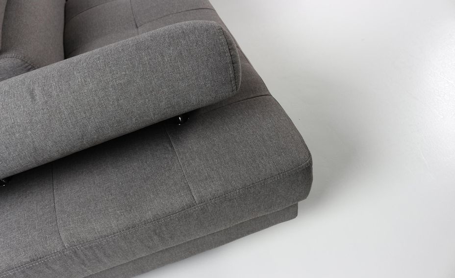 Canapé d'angle droit 5 places tissu gris Omeg 260 cm - Photo n°10