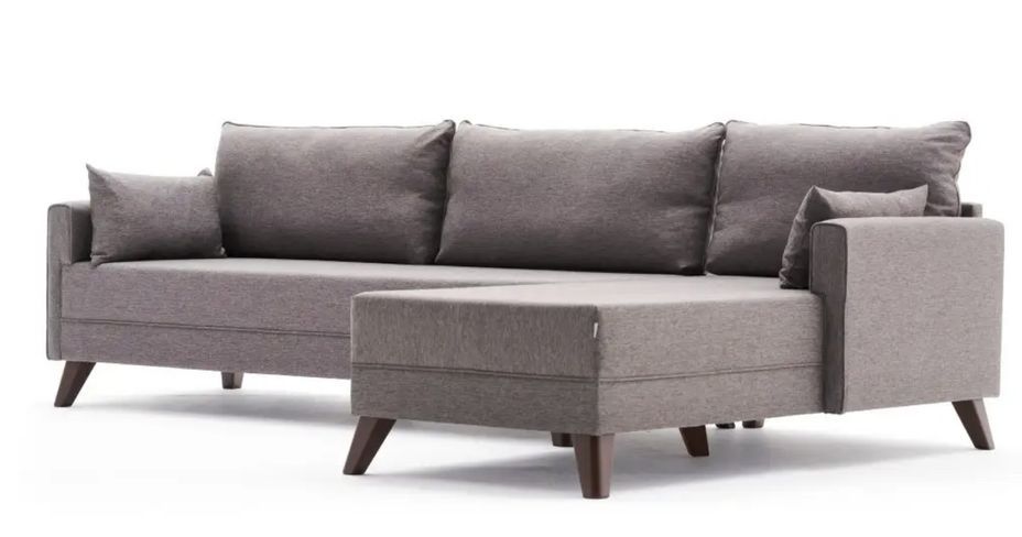 Canapé d'angle droit 5 places tissu marron clair Kandy 275 cm - Photo n°2