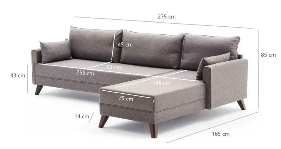 Canapé d'angle droit 5 places tissu marron clair Kandy 275 cm - Photo n°6