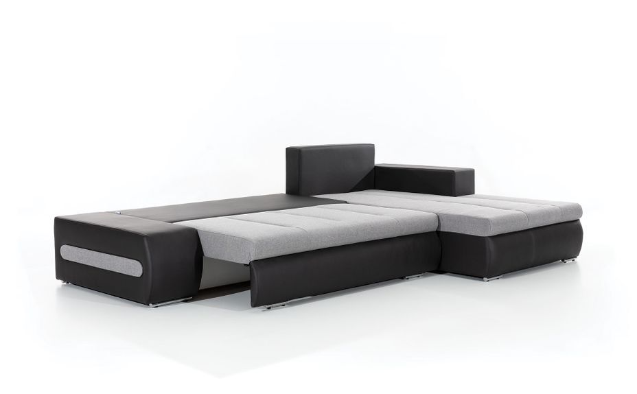 Canapé d'angle droit convertible simili cuir marron Waker 275 cm - Photo n°7