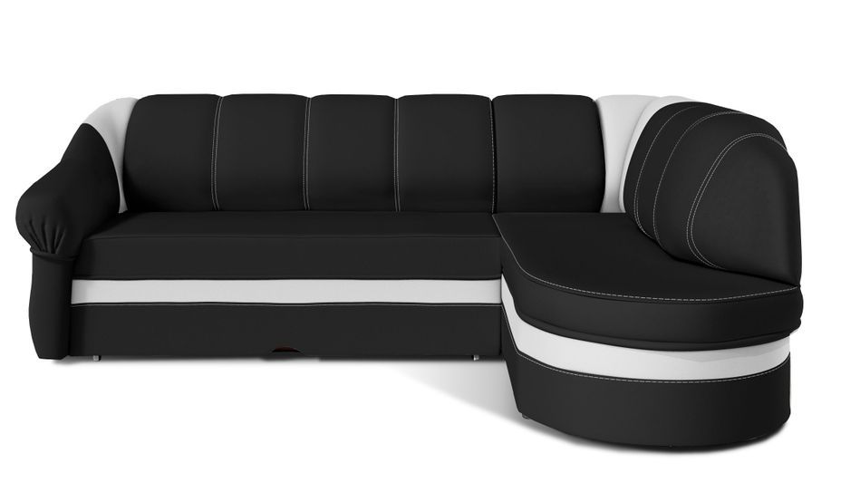 Canapé d'angle droit convertible simili noir et blanc Sundy 250 cm - Photo n°1