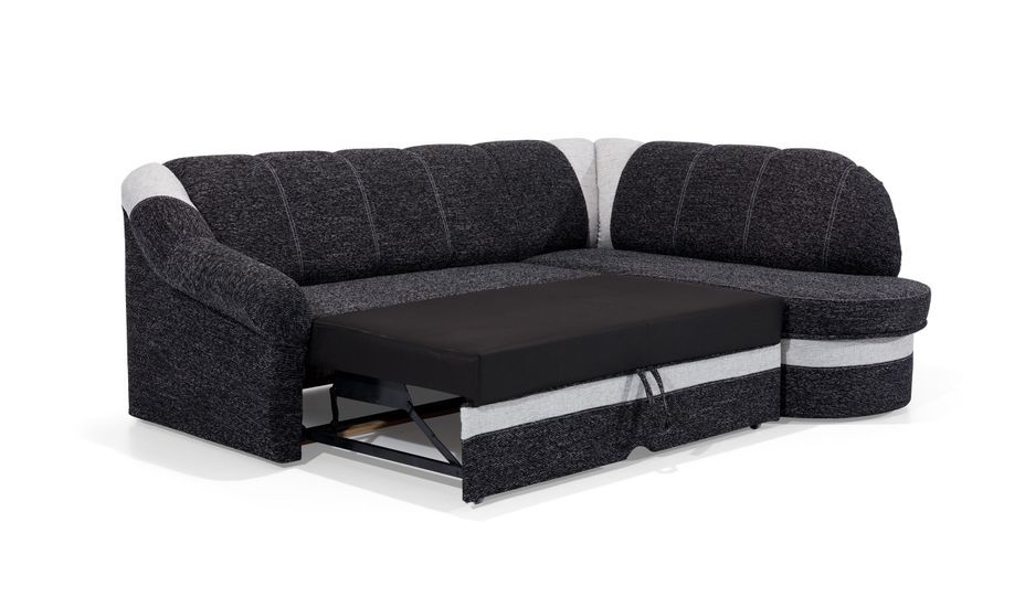 Canapé d'angle droit convertible simili noir et blanc Sundy 250 cm - Photo n°10
