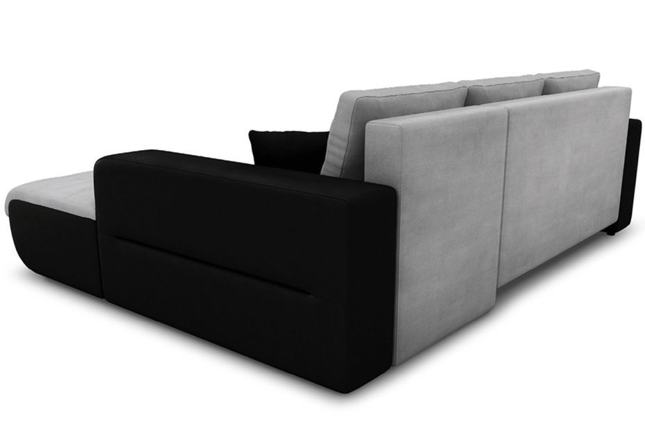 Canapé d'angle droit convertible simili noir et microfibre gris Moovy 246 cm - Photo n°4