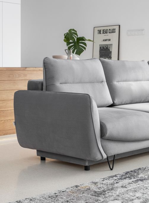 Canapé d'angle droit convertible tissu bleu foncé Zurik 276 cm - Photo n°7