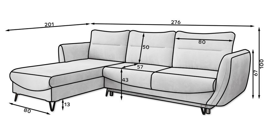 Canapé d'angle droit convertible tissu bleu foncé Zurik 276 cm - Photo n°10