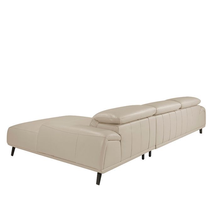 Canapé d'angle droit cuir beige clair et pieds acier Adile - Photo n°4