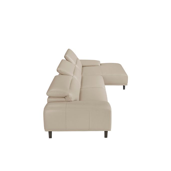 Canapé d'angle droit cuir beige clair et pieds acier Adile - Photo n°6