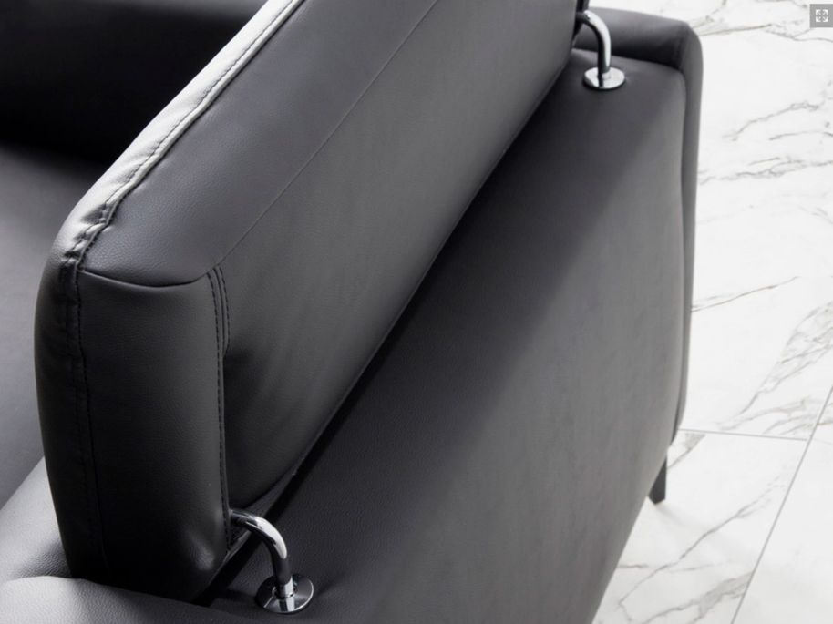 Canapé d'angle droit cuir noir et pieds acier inoxydable Yaro - Photo n°8