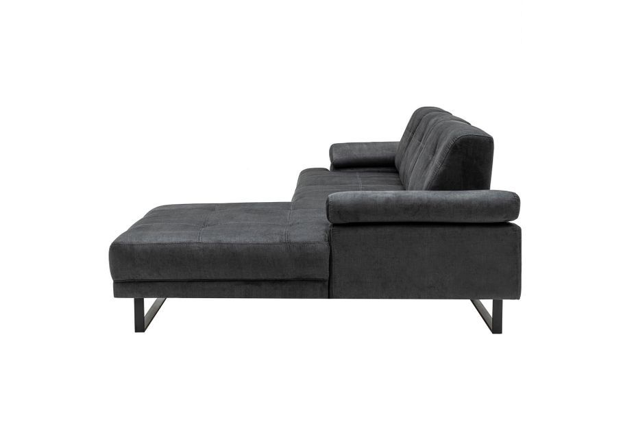 Canapé d'angle droit tissu anthracite et métal noir Kustone 314 cm - Photo n°10