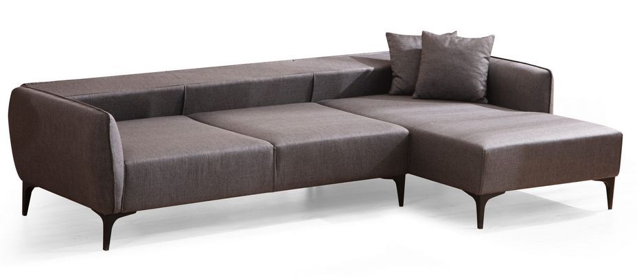 Canapé d'angle droit tissu gris foncé Bellano 270 cm - Photo n°4