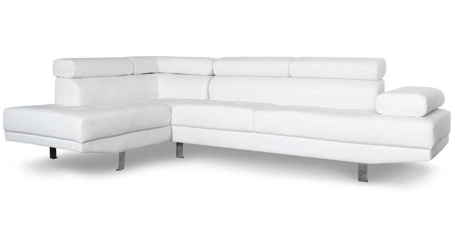 Canapé d'angle gauche 5 places simili cuir blanc Omeg 260 cm - Photo n°3