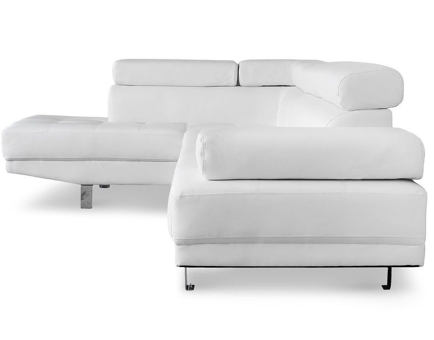 Canapé d'angle gauche 5 places simili cuir blanc Omeg 260 cm - Photo n°4