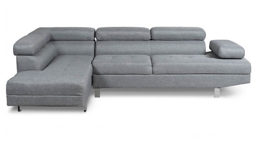 Canapé d'angle gauche 5 places tissu gris Omeg 260 cm - Photo n°1
