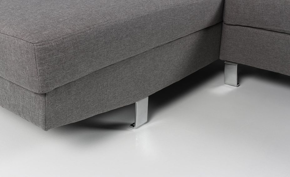 Canapé d'angle gauche 5 places tissu gris Omeg 260 cm - Photo n°9