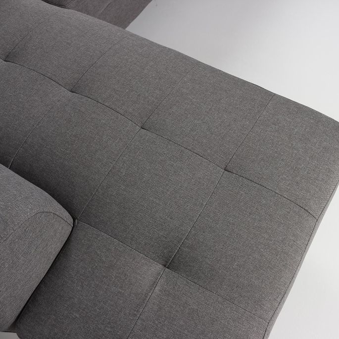 Canapé d'angle gauche 5 places tissu gris Omeg 260 cm - Photo n°10