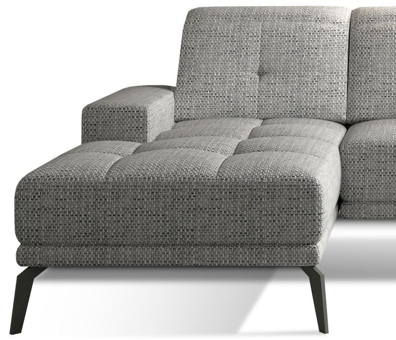 Canapé d'angle gauche 5 places tissu gris chiné Torpille 265 cm - Photo n°4