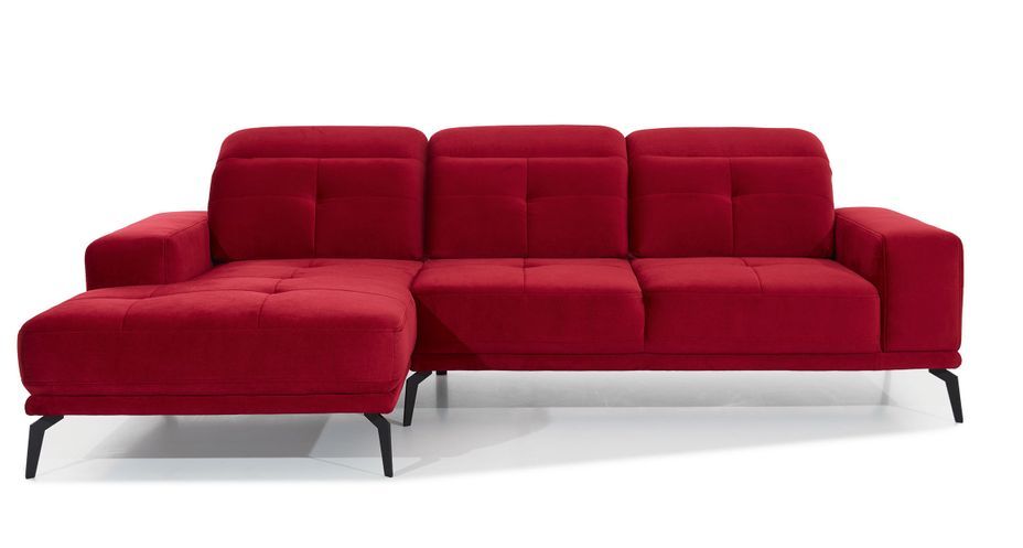 Canapé d'angle gauche 5 places velours rouge Torpille 265 cm - Photo n°1