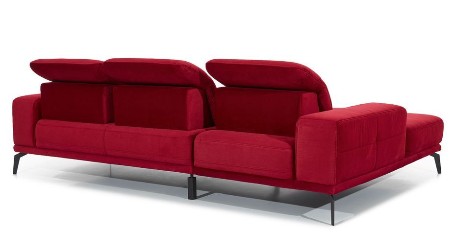 Canapé d'angle gauche 5 places velours rouge Torpille 265 cm - Photo n°5