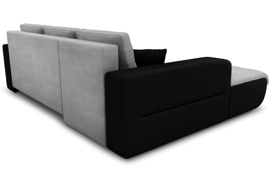 Canapé d'angle gauche convertible simili noir et microfibre gris Moovy 246 cm - Photo n°4