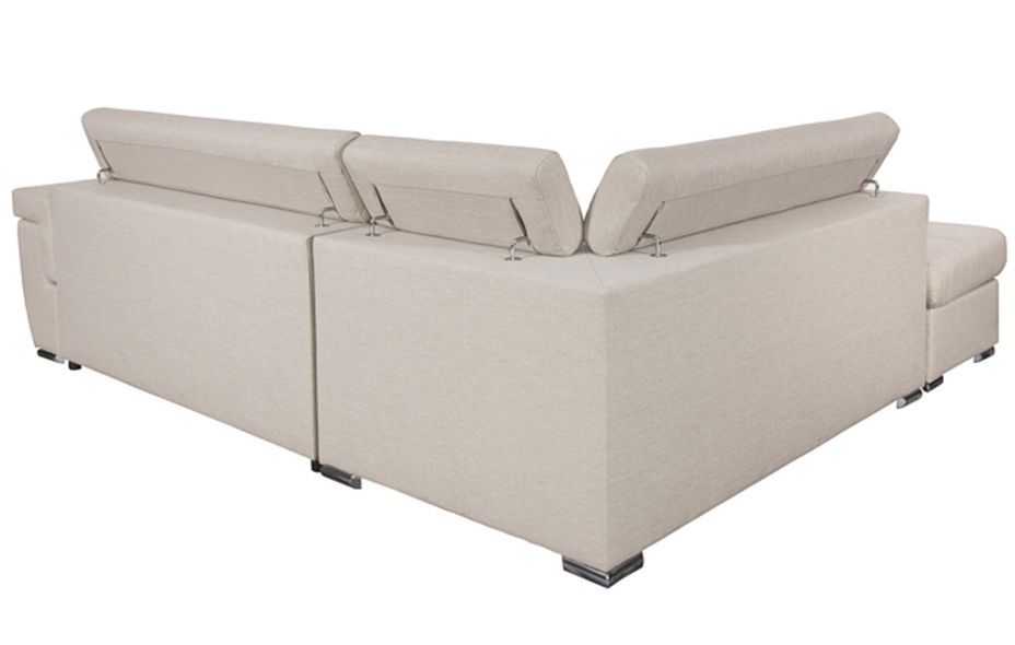 Canapé d'angle gauche convertible tissu beige Nivy 260 cm - Photo n°8