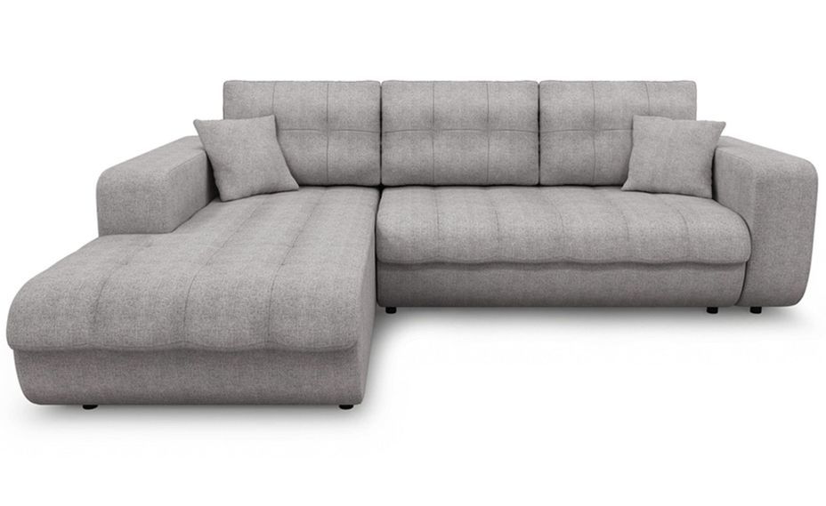 Canapé d'angle gauche convertible tissu gris clair Moovy 246 cm - Photo n°1