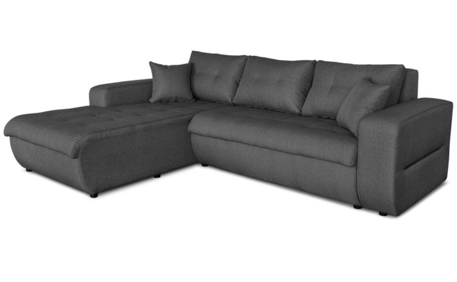 Canapé d'angle gauche convertible tissu gris foncé Moovy 246 cm - Photo n°5