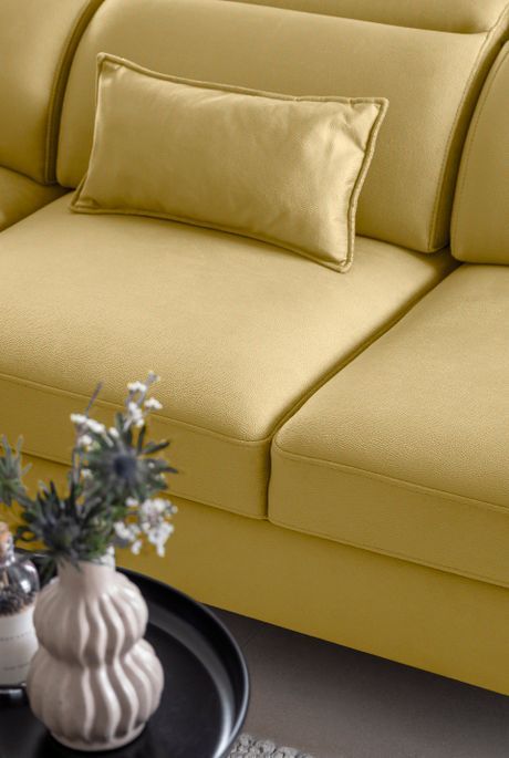 Canapé d'angle gauche convertible tissu jaune Noblesse 255 cm - Photo n°14