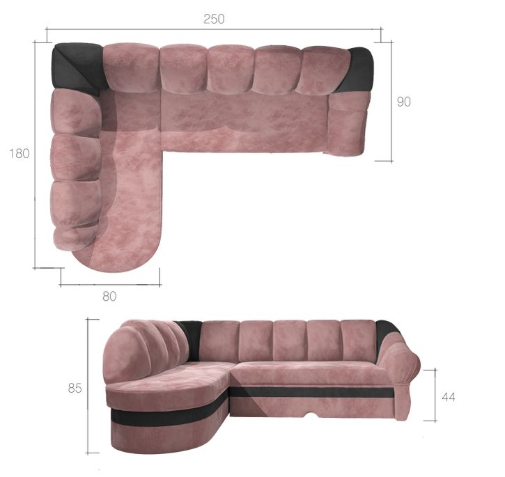 Canapé d'angle gauche convertible tissu rouge et noir Sundy 250 cm - Photo n°5