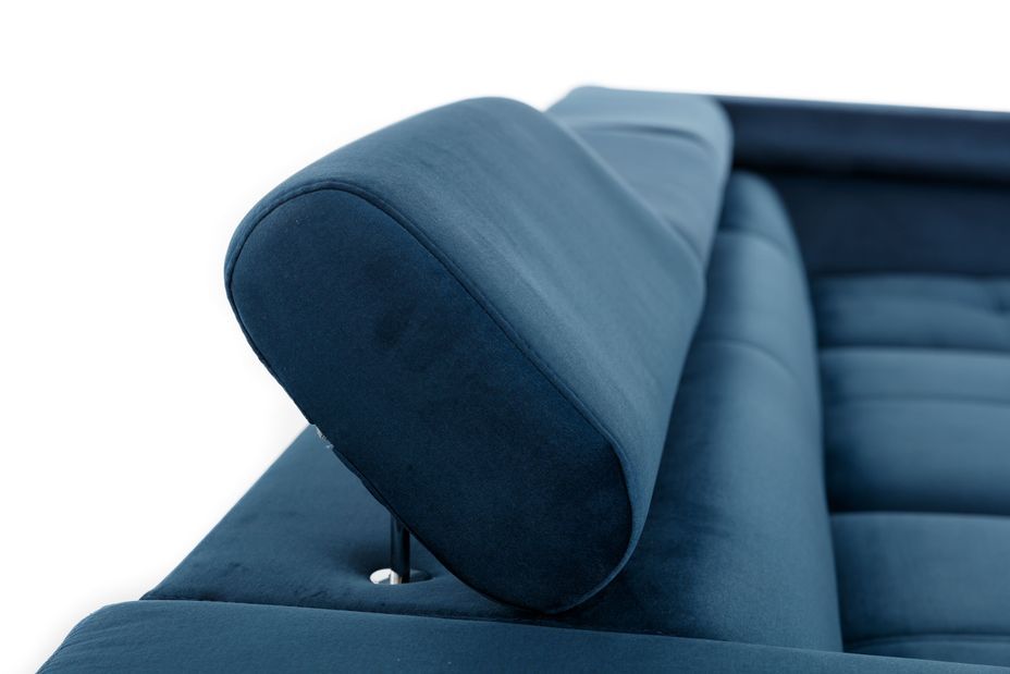 Canapé d'angle gauche convertible velours bleu foncé Marido 275 cm - Photo n°8