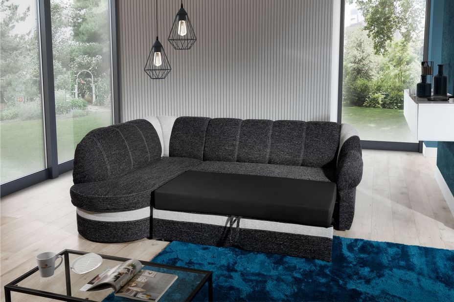 Canapé d'angle gauche convertible velours marron clair et marron foncé Sundy 250 cm - Photo n°15