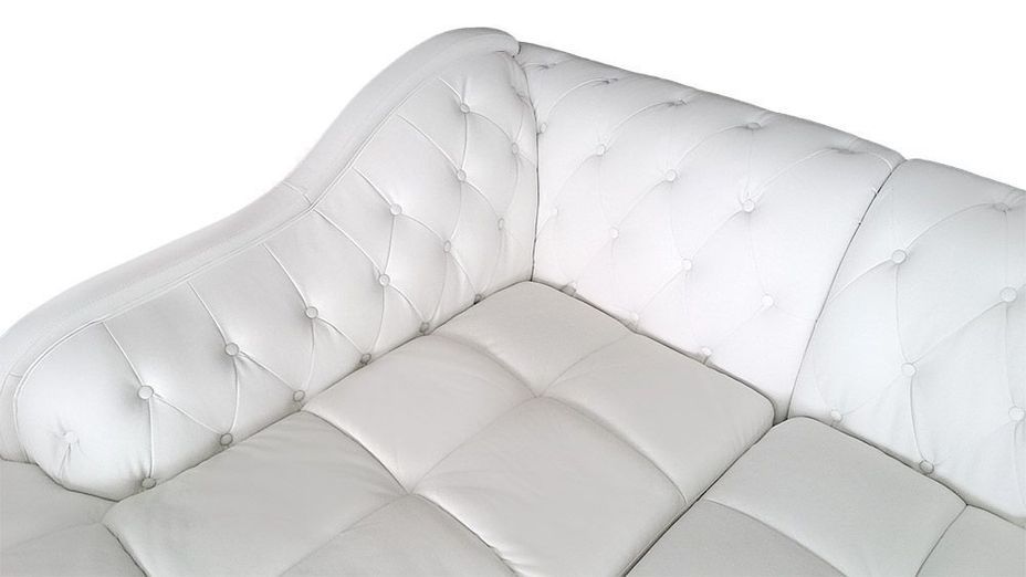Canapé d'angle gauche simili cuir blanc chesterfield Rika 240 cm - Photo n°4
