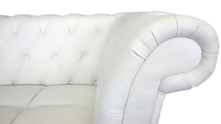 Canapé d'angle gauche simili cuir blanc chesterfield Rika 240 cm - Photo n°5