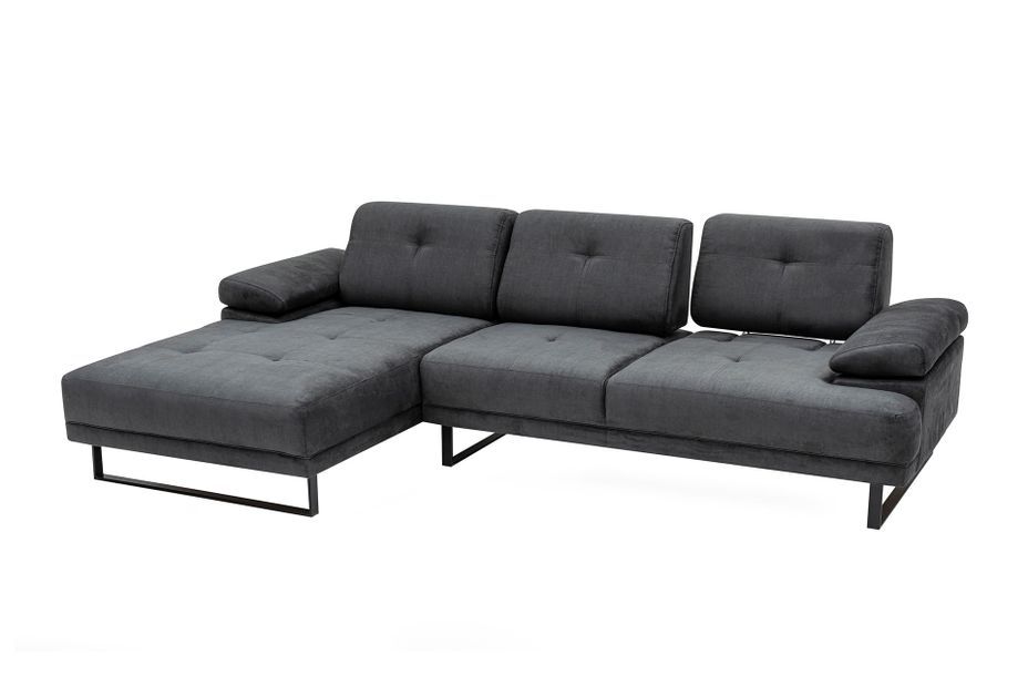 Canapé d'angle gauche tissu anthracite et métal noir Kustone 314 cm - Photo n°9